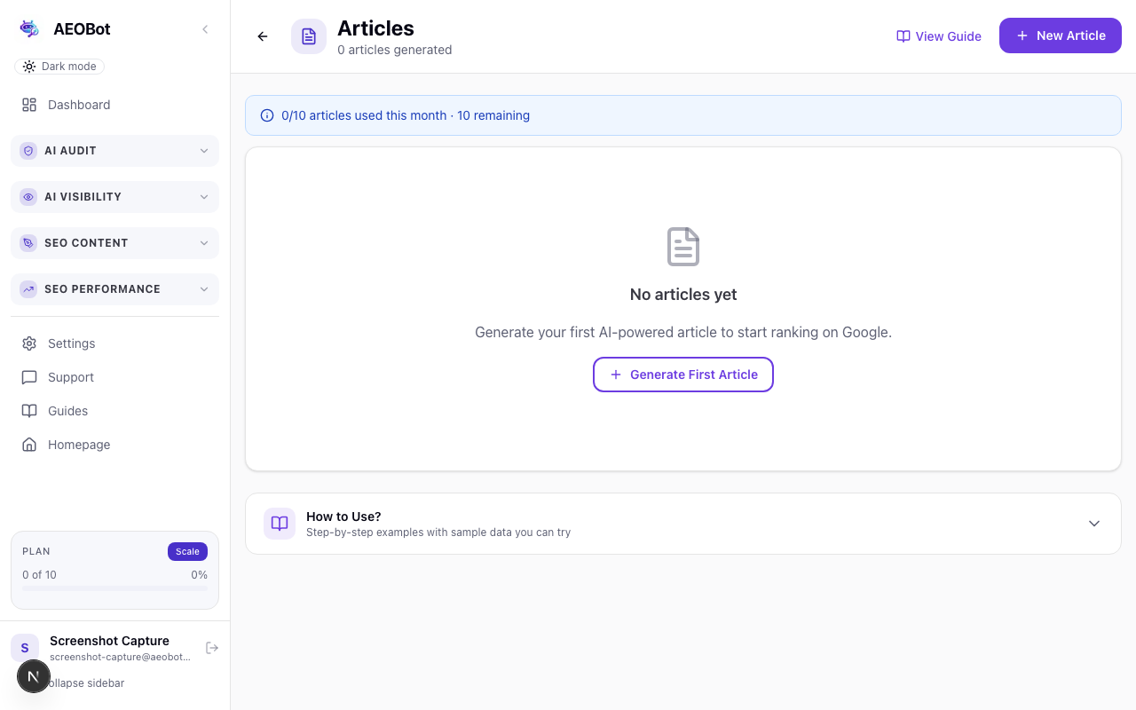 AEOBot articles list screen